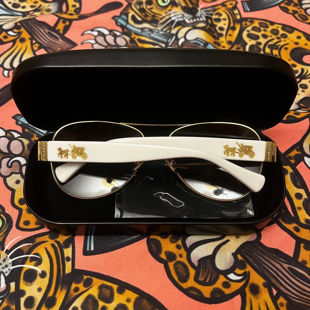 Coach Women's Aviator Sunglasses - Gold - Picture 2 of 4